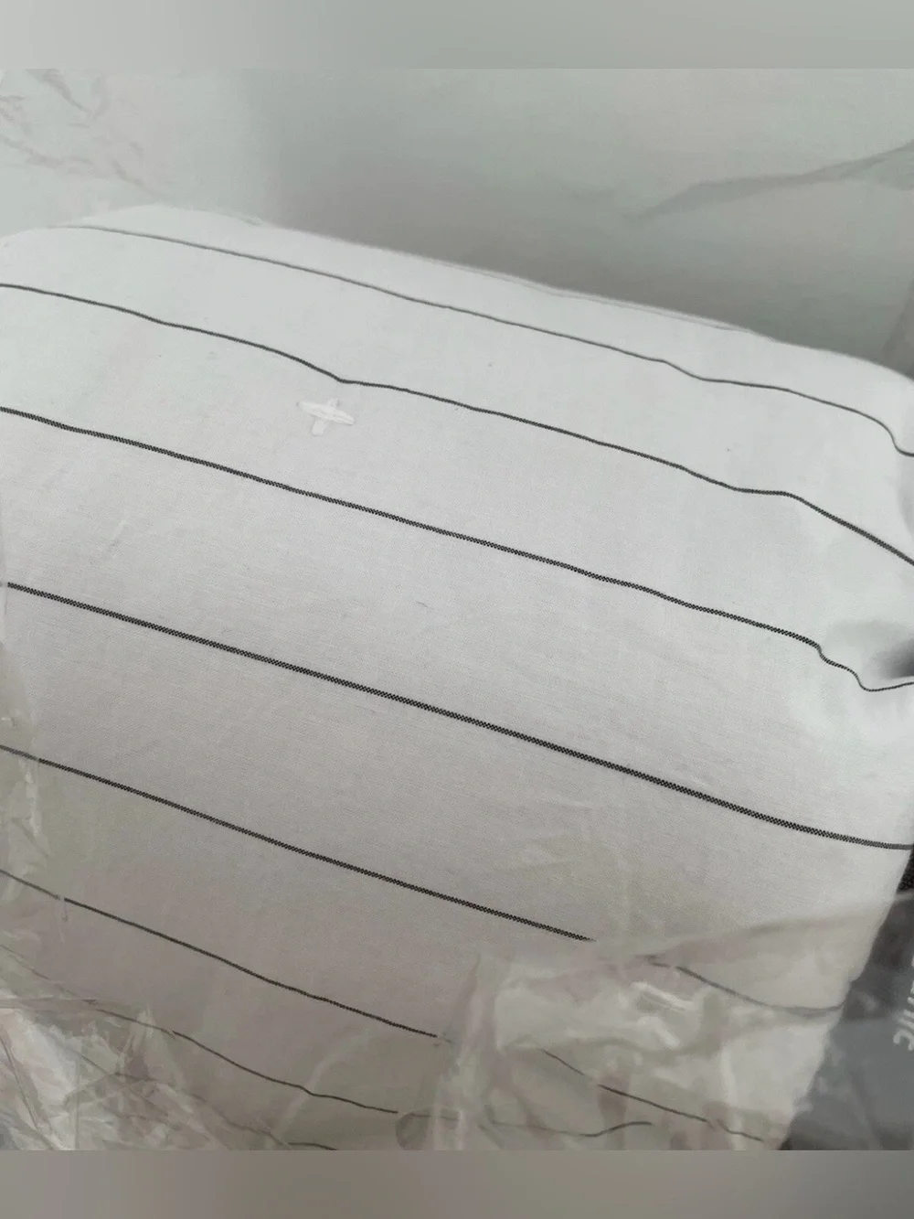 West Elm Gray White Stripe Reversible Organic Cotton King Comforter Blanket New